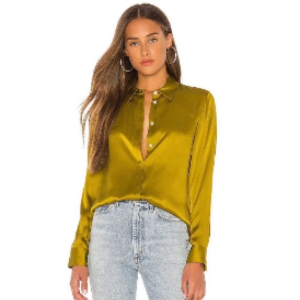 Theory classic silk button up blouse